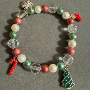 Beaded Stretch Christmas Stocking Tree Candy cane Bracelet